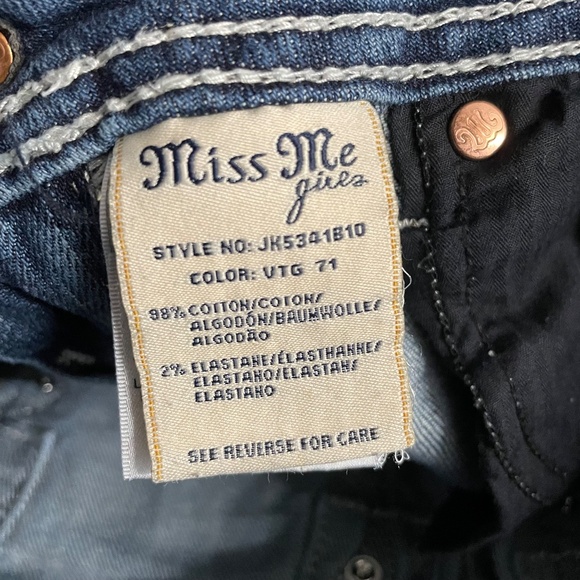 Miss Me Girls Medium Dark Wash Mid Rise Embellished Bootcut Jeans Size 12 - Picture 9 of 9